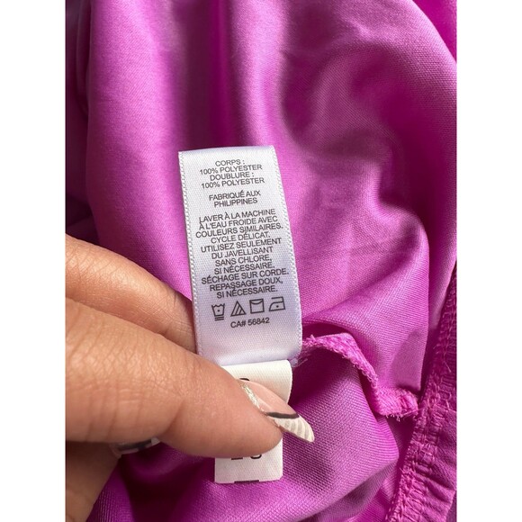 Express Chiffon High Neck Triple Open Back Keyhole Open Elastic Bottom Blouse M - Picture 8 of 8